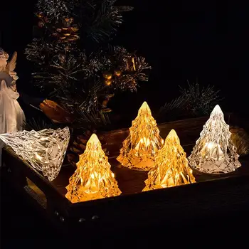 Aprinde Pomul de Crăciun Lampa Cu Lumini LED Mini Mic Cristal de Sticlă Sclipici Birou Pom de Crăciun Lumini Pentru Bar Acasă de Crăciun