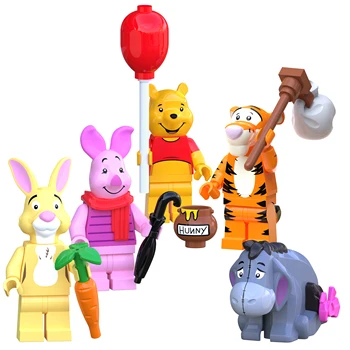 Disney păpuși anime Winnie the Pooh Tigger Piglet Iepure Mini Jucărie Acțiune Figuri de desene animate Asambla blocuri de jucărie copil cadou de ziua de nastere