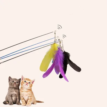 Amuzant Pisica Teaser Jucării Pene cu Clopot Pisici Interactive Stick Jucărie pentru Pisici Sârmă Chaser Bagheta Jucărie Pisici Accesorii