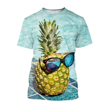 Distracție de Fructe de Ananas Model pentru Bărbați T-shirt Hip-hop Personalitate Stil de Stradă 3d de Imprimare Gât Rotund cu mâneci Scurte, de Vară, Lumina de Sus